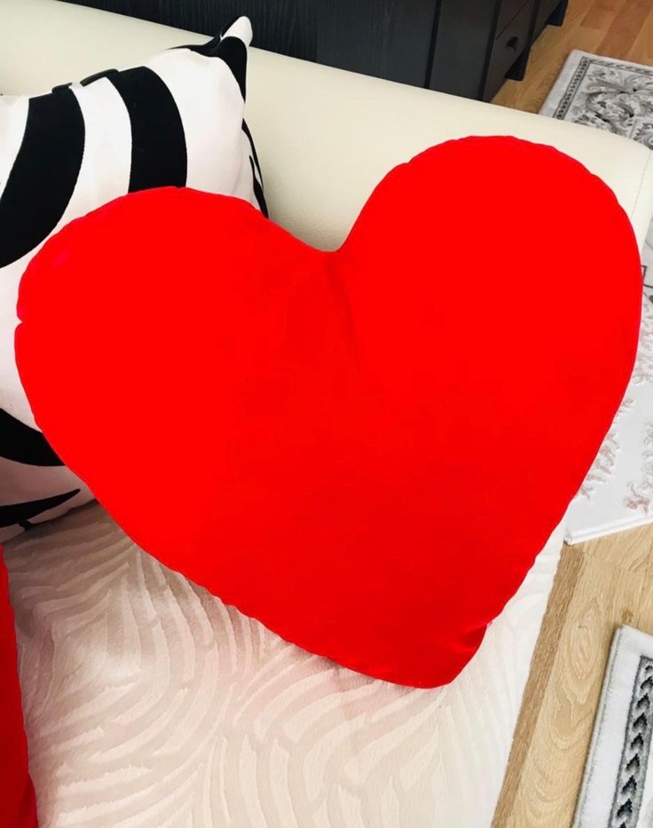 Kırmızı Kalpli Peluş Yastık - Seni Seviyorum - Görsel 3