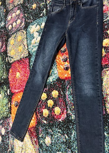 Kadın Siyah Baskılı Dar Kesim Denim Pantolon - Görsel 2