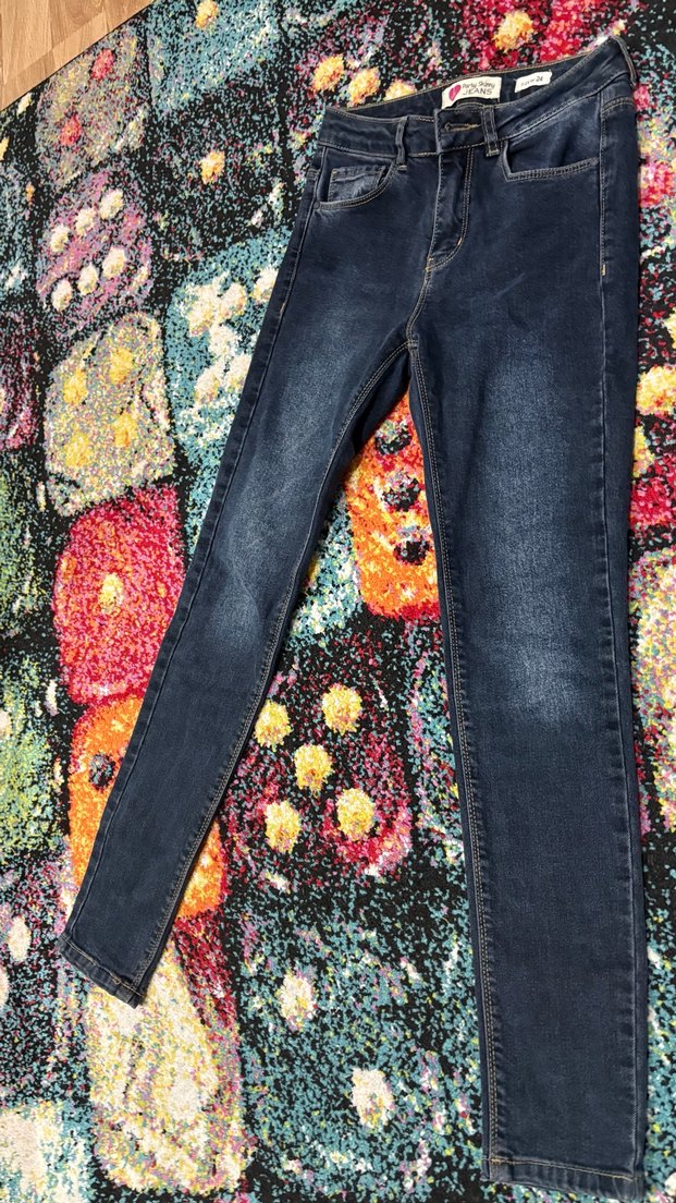 Kadın Siyah Baskılı Dar Kesim Denim Pantolon - Görsel 2