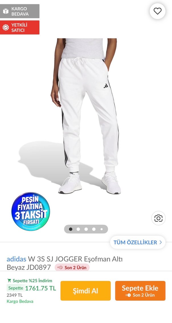 Beyaz Adidas Outdoor Eşofman Altı - Görsel 5