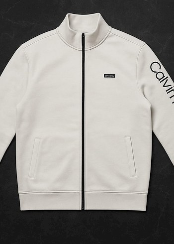 Beyaz Erkek Fermuarlı Sweatshirt,Calvin klein (s) beden.