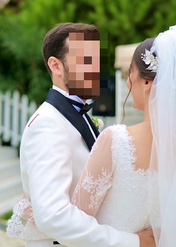 diğer Beden beyaz Renk Uzun kollu Fransız dantel incili gelinlik ve dantel duvak
