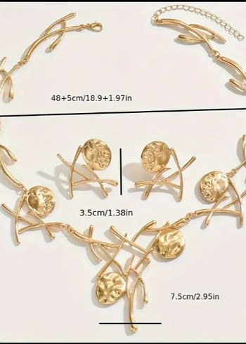  Beden altın Renk Zara Model Modern Takı Seti