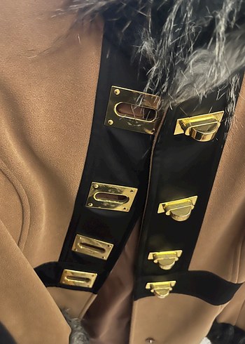s Beden Kahverengi Kürklü Detaylı Kaban