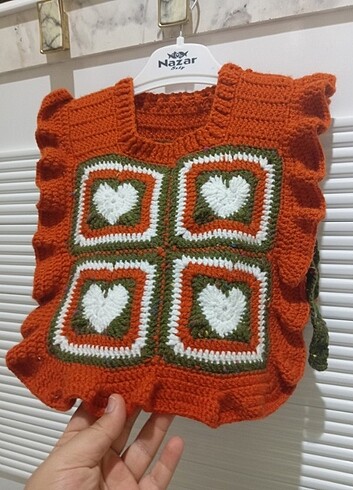 EL ÖRGÜSÜ BEBEK YELEK  - Görsel 2