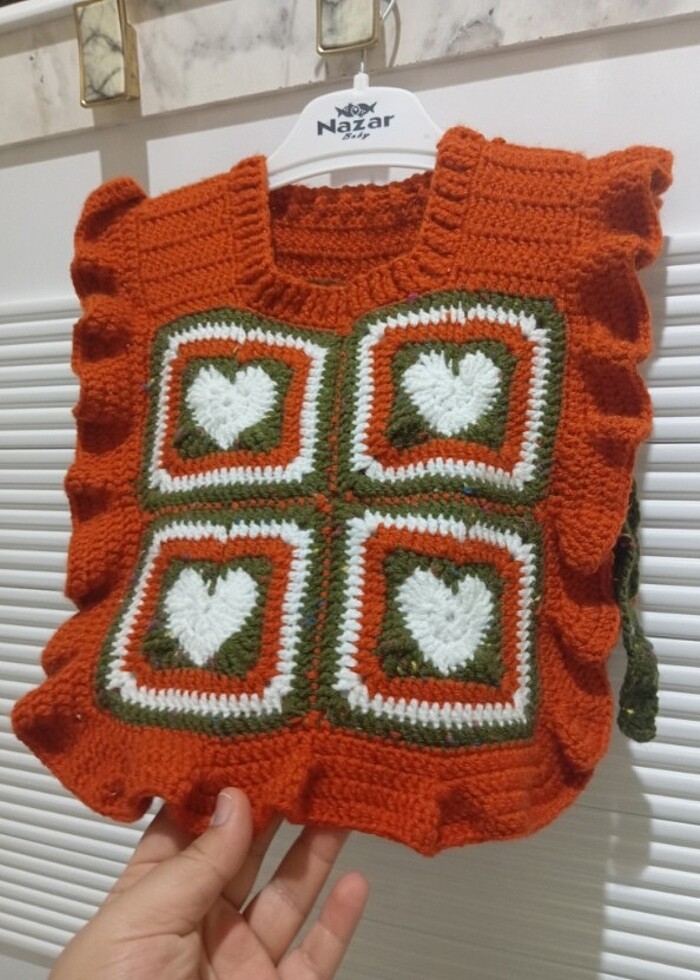 EL ÖRGÜSÜ BEBEK YELEK  - Görsel 2