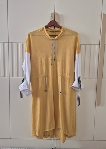 Sarı Uzun Kollu Spor Keten Tunik