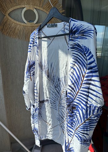 Mavi Desenli Uzun Salaş Kimono