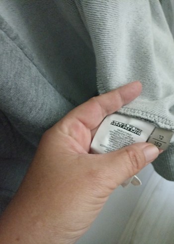 12-13 Yaş Beden Erkek Çocuk Fermuarlı Gri Sweatshirt