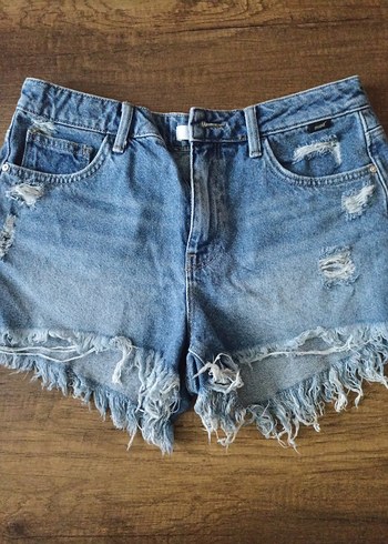 Kadın Mavi Kot Mini Şort - Görsel 3