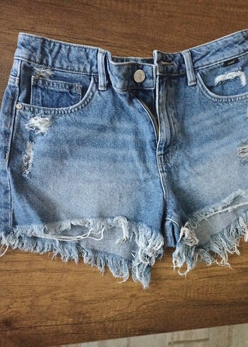 Kadın Mavi Kot Mini Şort - Görsel 8