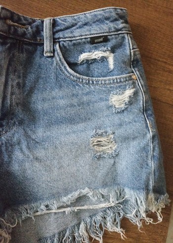 Kadın Mavi Kot Mini Şort - Görsel 6