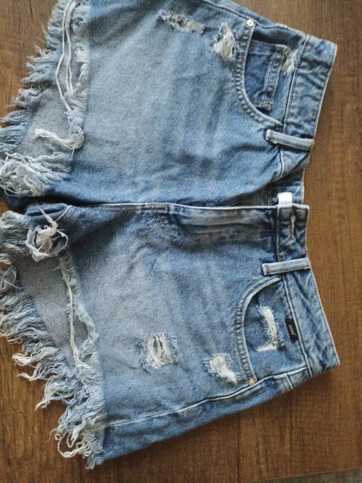 Kadın Mavi Kot Mini Şort - Görsel 5