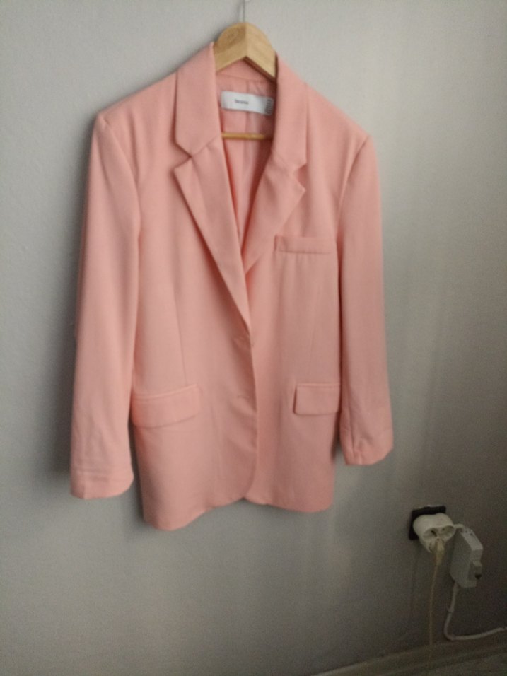 Pembe Keten Kadın Blazer Ceket - Görsel 4