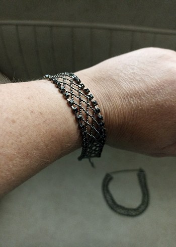 Gri Uzun Zincir Detaylı Bohem Kolye bileklik takım - Görsel 8