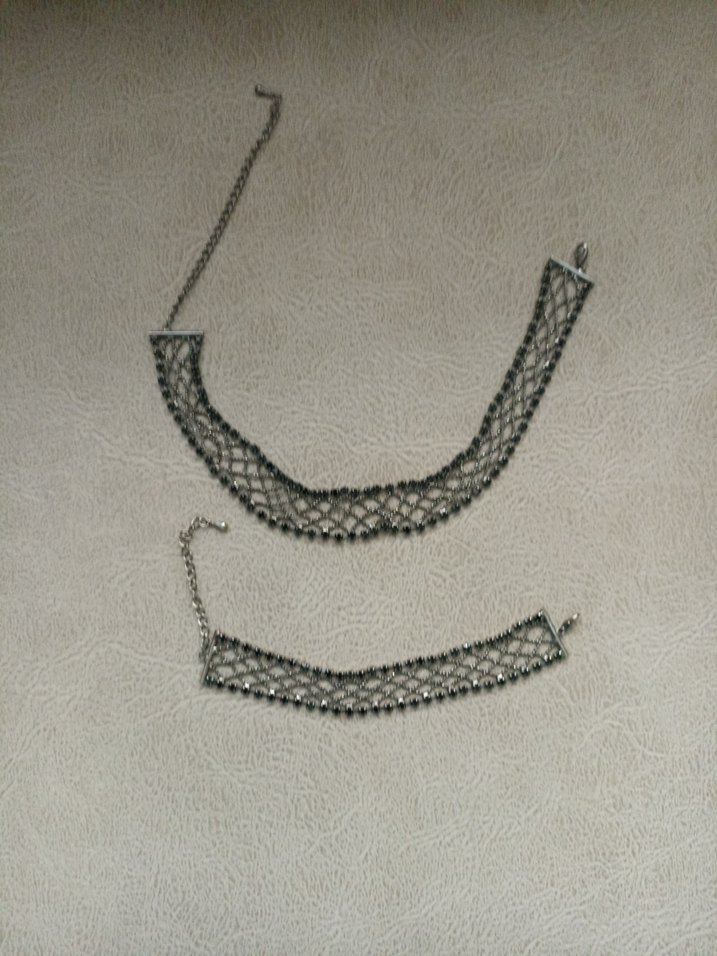 Gri Uzun Zincir Detaylı Bohem Kolye bileklik takım - Görsel 3