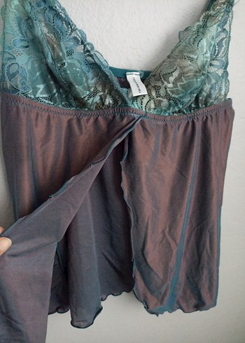 Bohem Tarzı Kahverengi Askılı babydool - Görsel 6