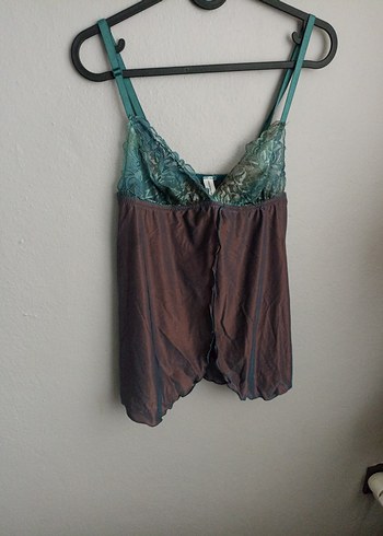 Bohem Tarzı Kahverengi Askılı babydool - Görsel 13