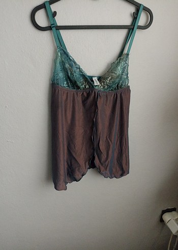 Bohem Tarzı Kahverengi Askılı babydool - Görsel 8