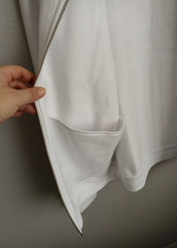 Beyaz Fermuarlı Hırka - Görsel 7