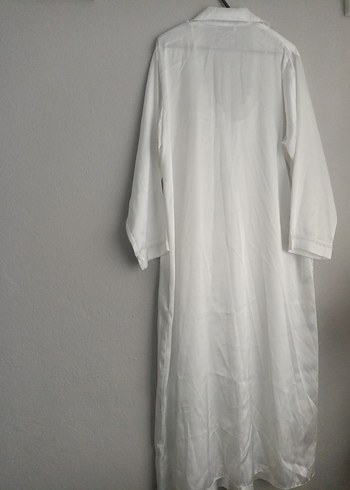 Uzun Beyaz Bohem Kadın Sabahlık - Görsel 2