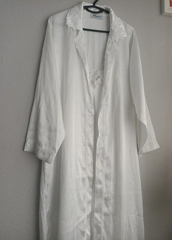 Uzun Beyaz Bohem Kadın Sabahlık - Görsel 3