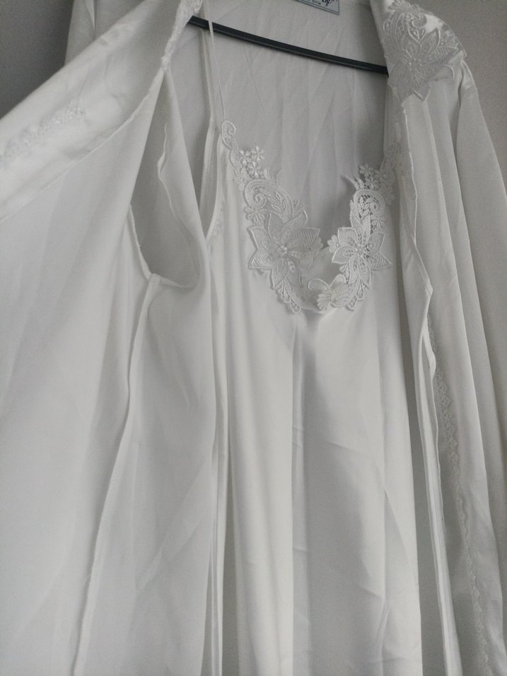 Uzun Beyaz Bohem Kadın Sabahlık - Görsel 5