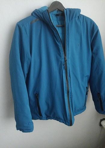 Erkek Çocuk Mavi Kapüşonlu Fermuarlı Mont - Görsel 8