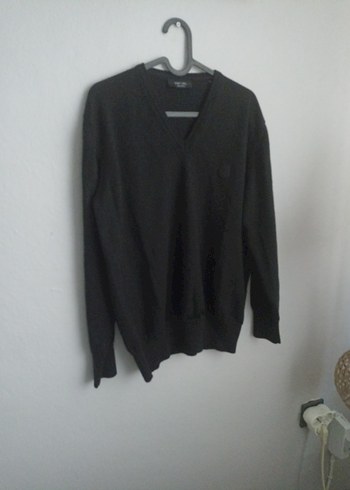 Siyah Erkek Yün Kazak, Uzun Kollu, Salaş - Görsel 10