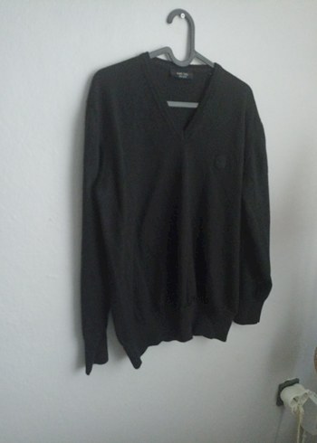 Siyah Erkek Yün Kazak, Uzun Kollu, Salaş - Görsel 9