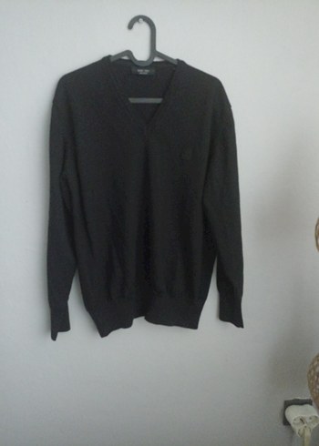 Siyah Erkek Yün Kazak, Uzun Kollu, Salaş - Görsel 6