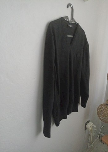 Siyah Erkek Yün Kazak, Uzun Kollu, Salaş - Görsel 7