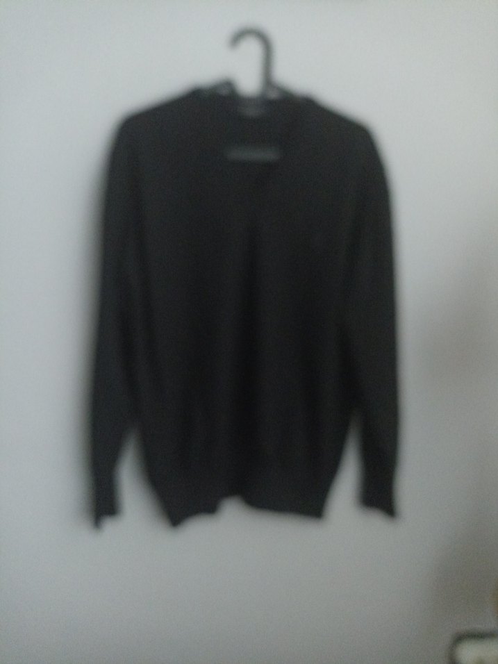 Siyah Erkek Yün Kazak, Uzun Kollu, Salaş - Görsel 3