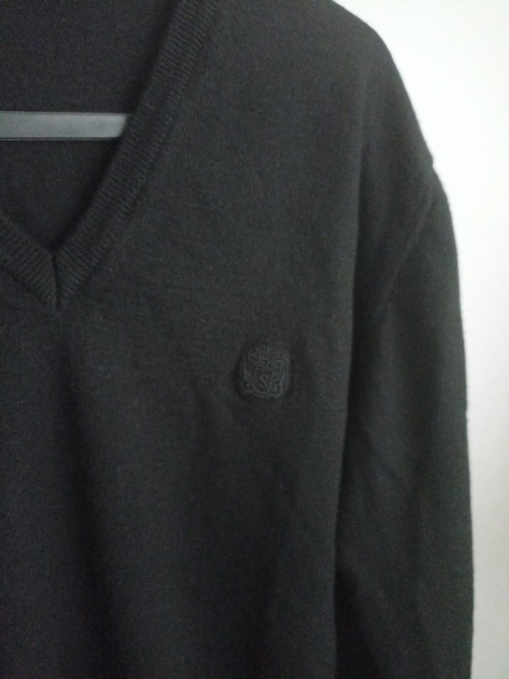 Siyah Erkek Yün Kazak, Uzun Kollu, Salaş - Görsel 5