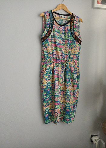 Renkli Batik Desenli Kadın Elbise - Görsel 4