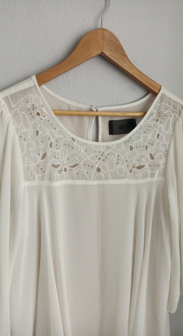 Dantel Detaylı Beyaz  elbise - Görsel 5