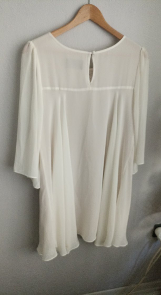 Dantel Detaylı Beyaz  elbise - Görsel 3