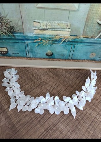 İnci Boncuklu Beyaz Saten Saç Aksesuarı - Görsel 2