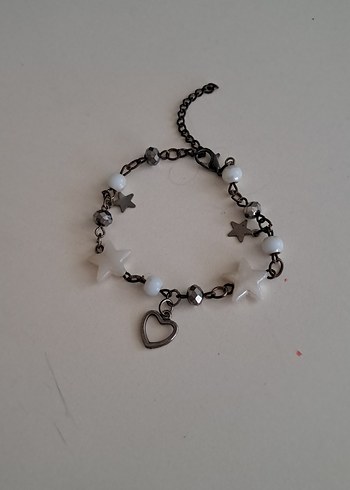 Gri Zincir Detaylı Gotik Kadın Bileklik