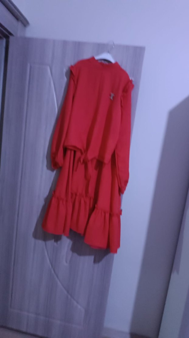 Kiremit Uzun Hamile Etek Fırfırlı - Görsel 5