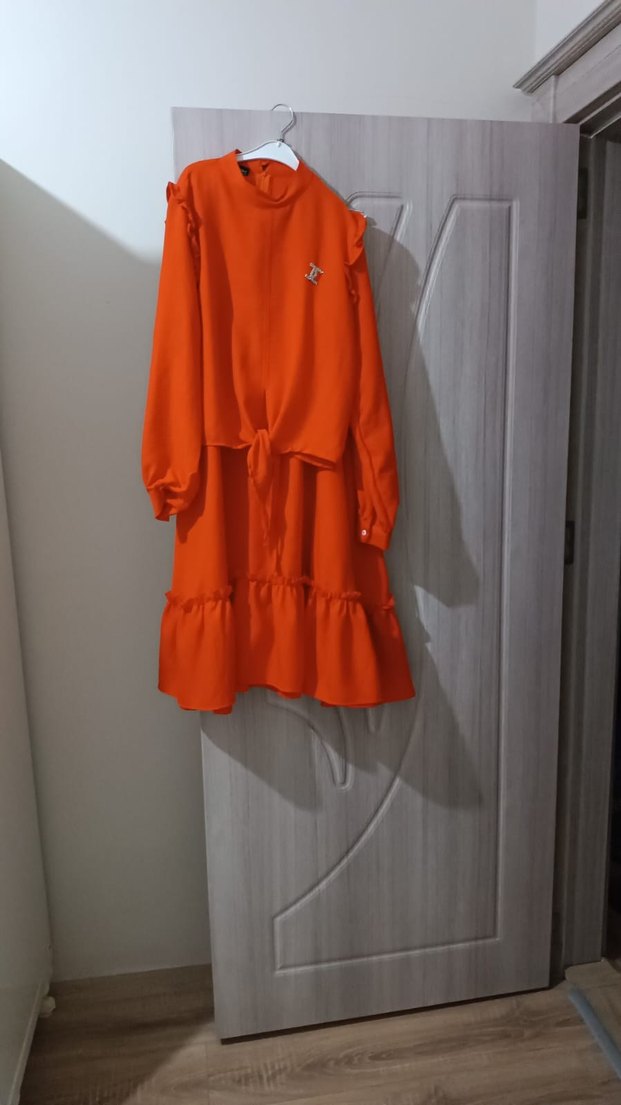 Kiremit Uzun Hamile Etek Fırfırlı - Görsel 3