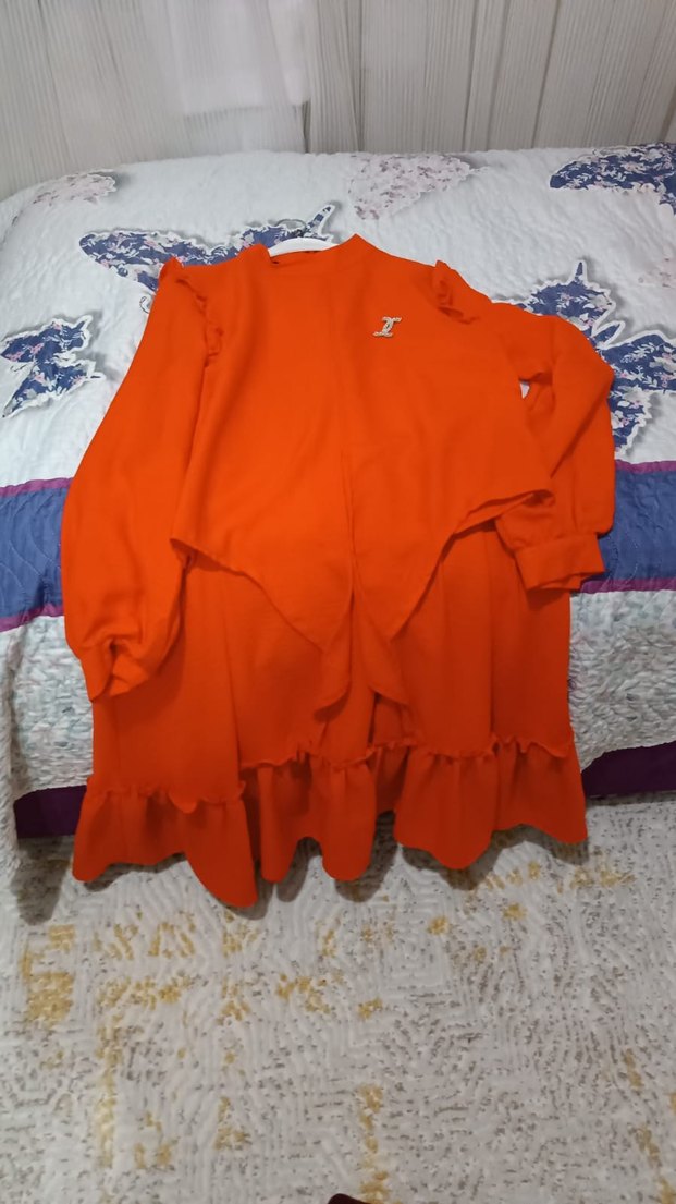 Kiremit Uzun Hamile Etek Fırfırlı - Görsel 2