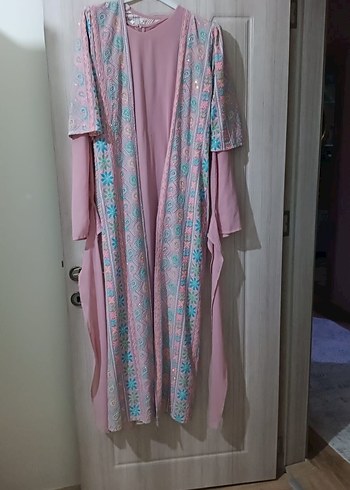 Pembe Bohem Uzun Kadın Sabahlık - Görsel 2
