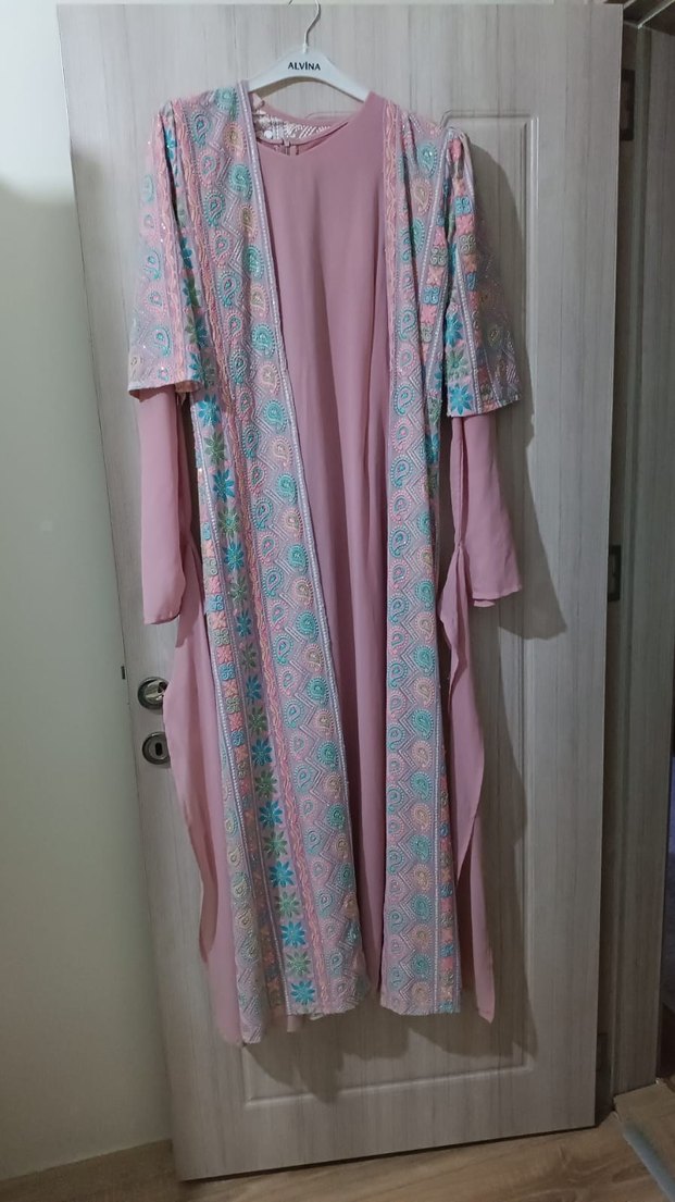 Pembe Bohem Uzun Kadın Sabahlık - Görsel 3