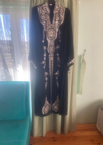 Boncuk İşlemeli Siyah Uzun Bohem Kadın Elbise - Görsel 3