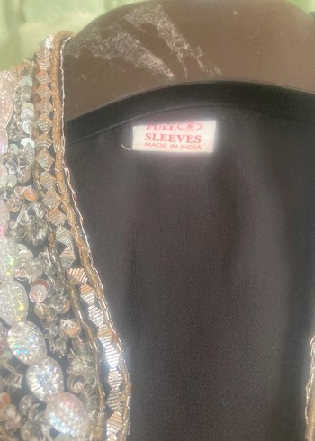 Boncuk İşlemeli Siyah Uzun Bohem Kadın Elbise - Görsel 4