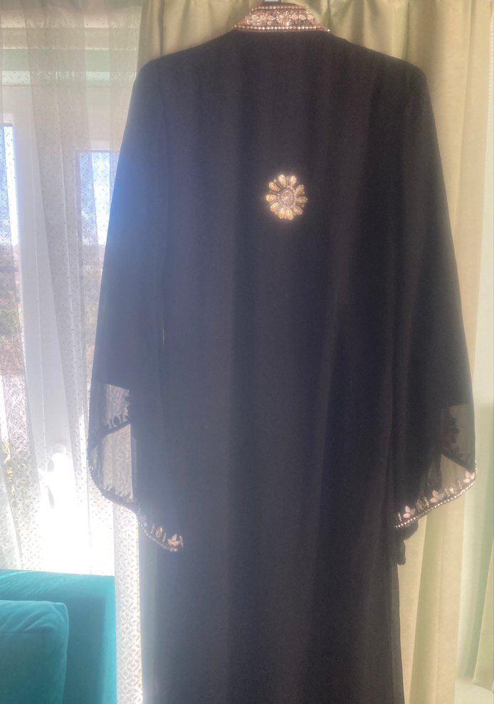 Boncuk İşlemeli Siyah Uzun Bohem Kadın Elbise - Görsel 5