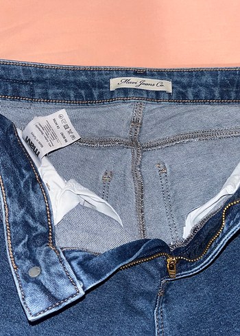 36 Beden Düğmeli Regular Fit Mavi Kadın Kot Pantolon