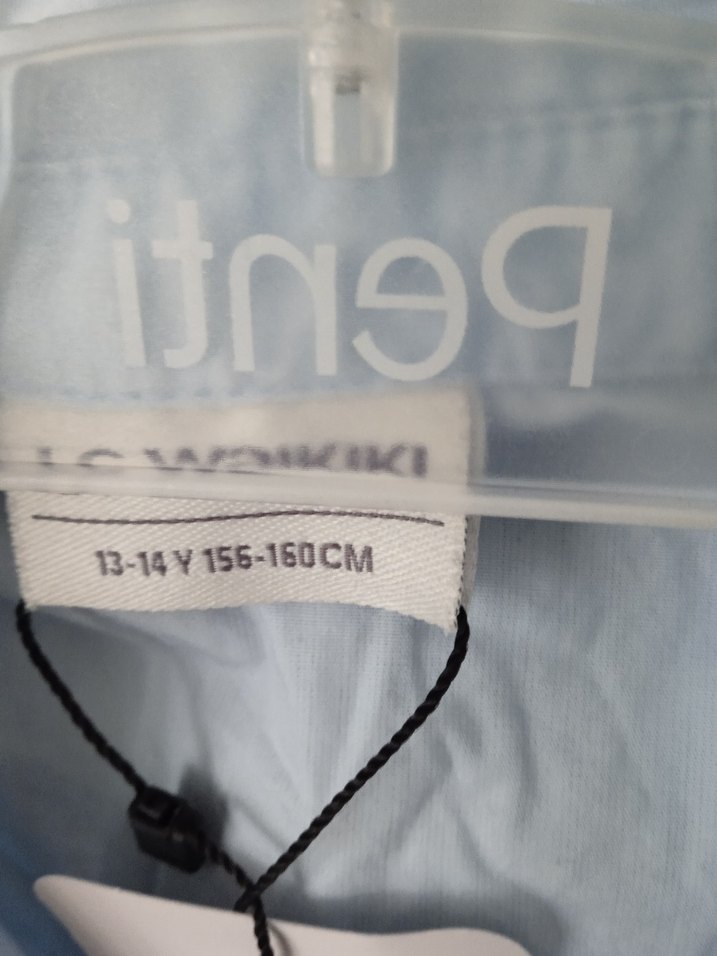 Düğmeli Mavi Keten Kadın Gömlek - Görsel 3