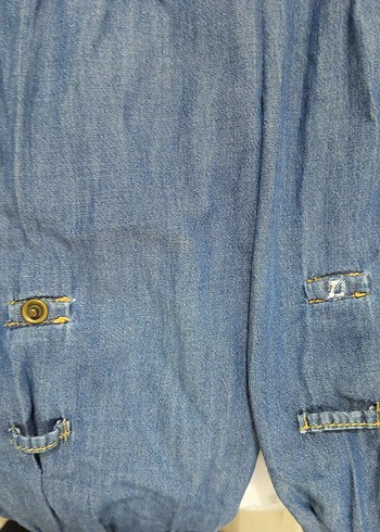 Düğmeli Mavi Denim Kadın Gömlek - Görsel 5